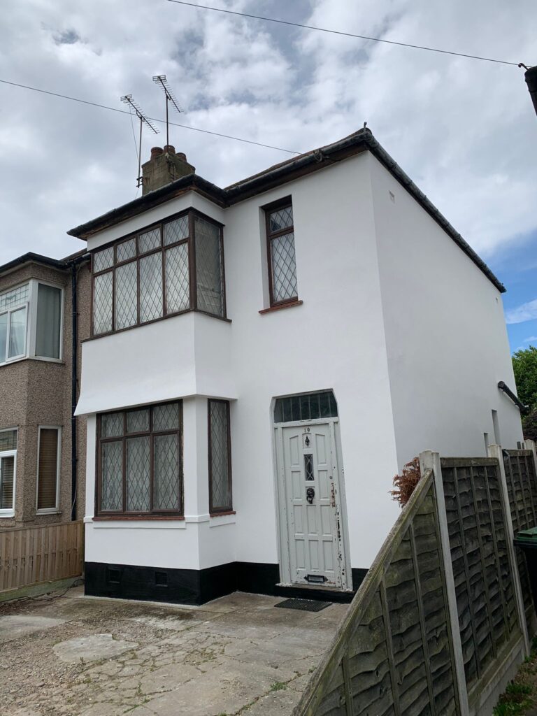 Southend on sea-render only with silicone white finish coat